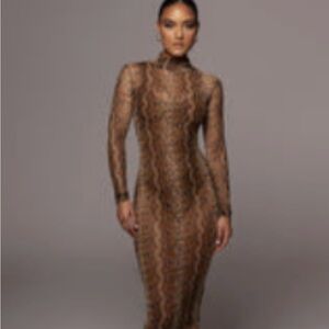 NWT JLUXLABEL Cute Sheer Snakeskin Dress Size Small